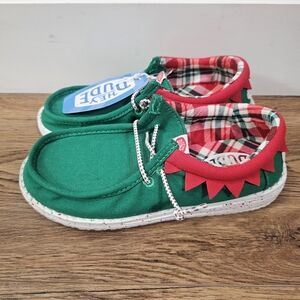 Hey Dude Wally Y Holiday Elf Christmas Shoes Loafers Green/Red Size J2 Big Kid 2